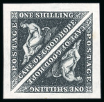 Stamp of South Africa » Cape of Good Hope 1857 1s black pair on wove paper card from the Crawford colour trials printed before 1857