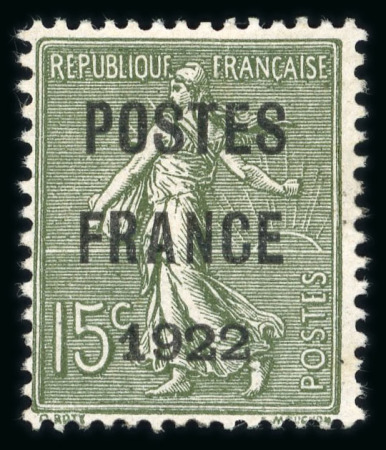 Stamp of France » Préoblitérés 1922, Semeuse préoblitéré Y&T n°37, 15c olive surcharge