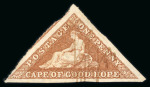 Stamp of South Africa » Cape of Good Hope 1853 1d on slightly blued paper. Both shades Brick-Red