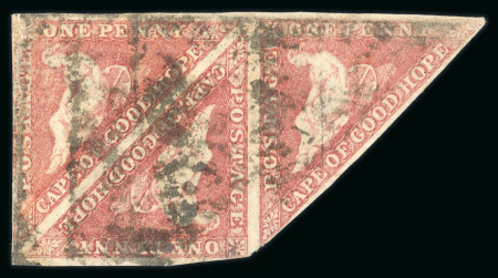 Stamp of South Africa » Cape of Good Hope 1855-63 1d on cream toned paper. Used Rose strip of