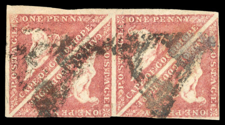 Stamp of South Africa » Cape of Good Hope 1858 1d Rose on cream toned paper (SG5a). Used block