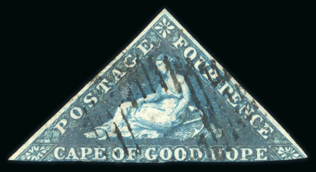 Stamp of South Africa » Cape of Good Hope 1855 4d on white paper. Deep Blue (SG6), Blue (SG6a).