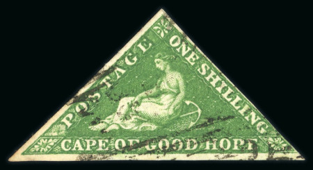 Stamp of South Africa » Cape of Good Hope 1855-63 6d on white paper. Bright yellow green used