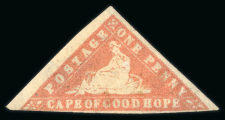 Stamp of South Africa » Cape of Good Hope 1861 1d Brick Red (SG13b) Woodblock, lightly canceled.margins