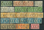 Stamp of France » Collections 1870-1871, sur une plaquette, ensemble de 78 timbres