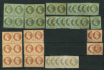 Stamp of France » Collections 1863-1870, sur une plaquette, ensemble de 59 timbres