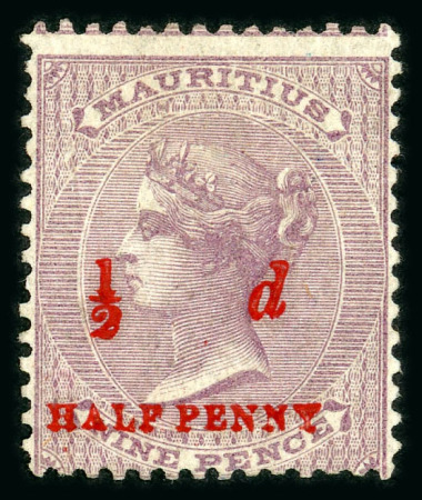 Stamp of Mauritius » 1876-78 Surcharges (SG 76-91) 1876 ½d. surcharge, (type 12) on 1860-63 9d. dull purple,