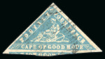 Stamp of South Africa » Cape of Good Hope 1861 4d Pale Bright Blue (SG14b) Woodblock. Good to