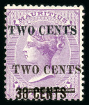 Stamp of Mauritius » 1883-91 Surcharges, Arms & Jubilee Issues (SG 112-35, 137) 1891 "Two Cents" surcharge (type 32) on 38c. on 9d.
