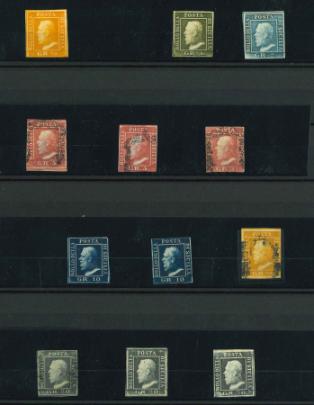 Stamp of Italian States » Sicily 1859 group of 12 issues on stocksheet