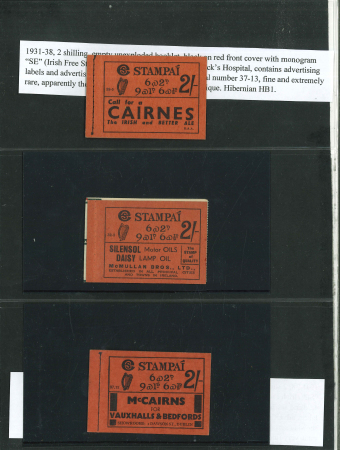 Stamp of Ireland » Booklets 1931-44 Rare group exploded  and unexploded part or