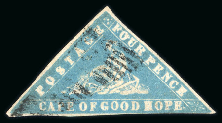 Stamp of South Africa » Cape of Good Hope 1861 4d Blue (SG14d) Woodblock. Small to large margins