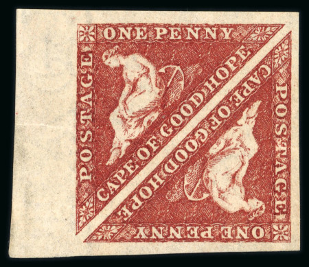 Stamp of South Africa » Cape of Good Hope 1863-64 1d brownish red mint marginal pair with excellent margins