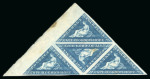 Stamp of South Africa » Cape of Good Hope 1863-64 4d Deep Blue mint marginal block of four, with margin showing complete "POSTAGE" watermark