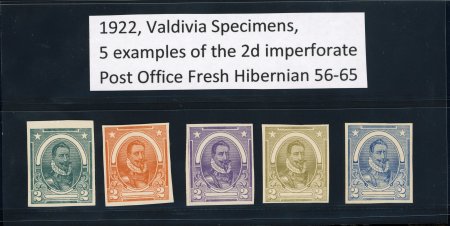 Stamp of Ireland » Essays & Proofs (E1-E167) 1922 Valvivia Specimens: 2d selection of five different