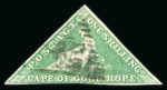 Stamp of South Africa » Cape of Good Hope 1863-64 1s bright emerald-green showing Stevenson's constant variety "I" vertical stroke in first "L" of "SHILLING", used