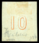 Stamp of Greece » Large Hermes Heads » 1861 Paris print 10 Lep yellow orange on blue a magnificent example,