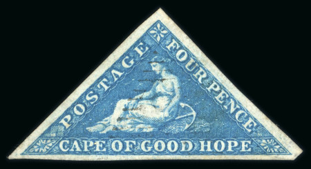 Stamp of South Africa » Cape of Good Hope 1855 4d Blue (SG6a)  on white paper. Majot Stevenson