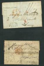 Stamp of Ireland » Postal History (Arranged alphabetically by County) 1723-1850 Group of 29 mostly stampless covers, showing a fine 1723 Dublin Bishop with deleted FREE