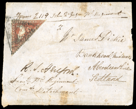 Stamp of South Africa » Cape of Good Hope 1856 CAPE TOWN to ABERDEENSHIRE, SCOTLANDSoldier’s