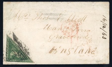 Stamp of South Africa » Cape of Good Hope 1863 (Dec 13) envelope from Uitenhage to England with Perkins Bacon 1s emerald green