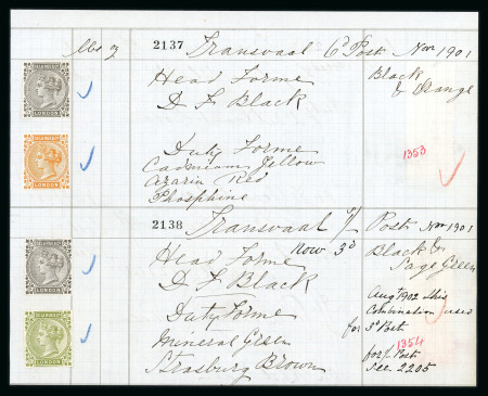 Stamp of South Africa » Transvaal » 1902-03 Watermark Crown CA » Imperforate Colour Trials Ink Recipes: Four pages from the De La Rue Ink Recipe Book
