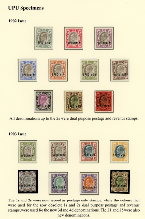 Stamp of South Africa » Transvaal » 1902-03 Watermark Crown CA » Specimens 1902-03 wmk CA 1/2d to 10s and 1903 1s to £5, each overprinted “SPECIMEN”