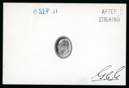 Stamp of South Africa » Transvaal » 1902-03 Watermark Crown CA » Die Proofs 1901 De La Rue die proof of the KEVII head in oval in black on glazed card