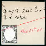 Stamp of South Africa » Transvaal » 1902-03 Watermark Crown CA » Die Proofs 1901-02 De La Rue striking book pieces, with head-only and 1/2d to £5 frame-only set of fourteen die proofs with additional 1s and 2s