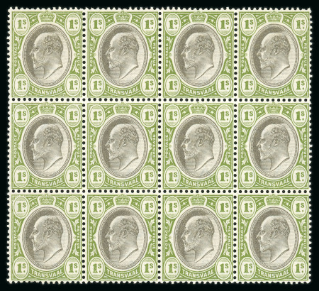 Stamp of South Africa » Transvaal 1902 1s black and sage-green and 2s black and brown in mint blocks of twelve
