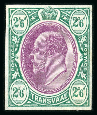 Stamp of South Africa » Transvaal » 1902-03 Watermark Crown CA » Imperforate Colour Trials Appendix C: 2/6d. in purple and blue-green