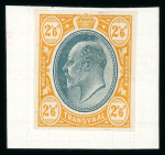 Stamp of South Africa » Transvaal » 1902-03 Watermark Crown CA » Imperforate Colour Trials Appendix C: 2/6d. (2) with heads in blue-green and frames in violet and in yellow