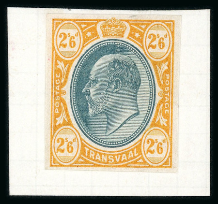 Stamp of South Africa » Transvaal » 1902-03 Watermark Crown CA » Imperforate Colour Trials Appendix C: 2/6d. (2) with heads in blue-green and frames in violet and in yellow