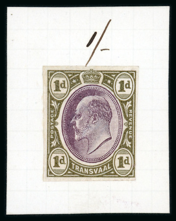 Stamp of South Africa » Transvaal » 1902-03 Watermark Crown CA » Imperforate Colour Trials Appendix E: 1d. in dull purple and brown-olive