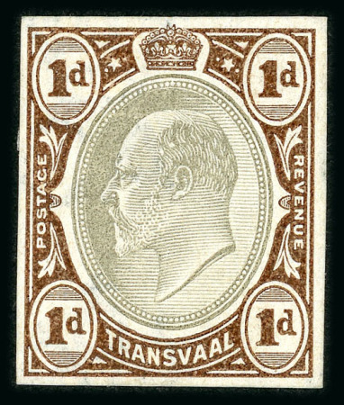Stamp of South Africa » Transvaal » 1902-03 Watermark Crown CA » Imperforate Colour Trials Appendix A: 1d. in black and brown, the colour of the issued 2/-