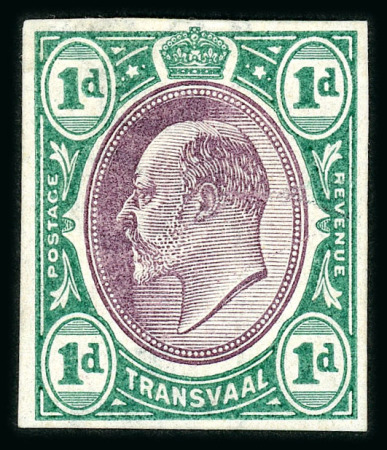 Stamp of South Africa » Transvaal » 1902-03 Watermark Crown CA » Imperforate Colour Trials Appendix E: 1d. in dull purple and blue-green