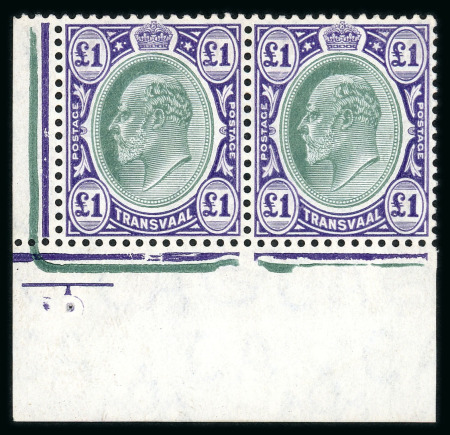 Stamp of South Africa » Transvaal » 1904-09 Watermark Multiple Crown CA  » Issued Stamps  1904-09 Watermark Multiple Crown CA £1 green and