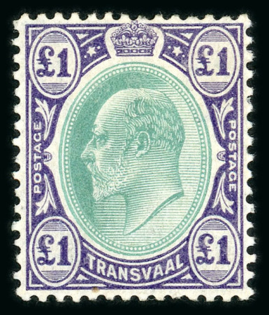 Stamp of South Africa » Transvaal 1902-03 wmk CA £1 and 1908 multi CA £1 on chalk-surfaced paper, fine mint (S.G. £675).