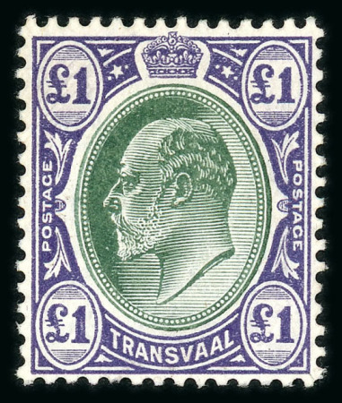 Stamp of South Africa » Transvaal 1902-03 wmk CA £1 and 1908 multi CA £1 on chalk-surfaced paper, fine mint (S.G. £675).