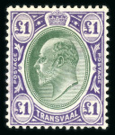 Stamp of South Africa » Transvaal 1902-03 Watermark Crown CA £1 and 1908 £1 plus