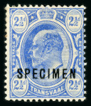 Stamp of South Africa » Transvaal » 1905-09 Watermark Multiple Crown CA Monocolours » Specimens 1905-09 Watermark Multiple Crown CA Moncolours Specimen