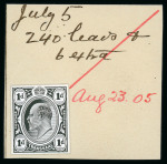 Stamp of South Africa » Transvaal » 1905-09 Watermark Multiple Crown CA Monocolours » Die Proofs ½d. and 1d. stamp-size in black on glazed card, both
