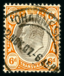 Stamp of South Africa » Transvaal » 1904-09 Watermark Multiple Crown CA  » Issued Stamps  1904-09 wmk multi CA 4d, 6d and 1905 monocolour 1/2d (rounded corner) with watermark inverted