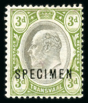 Stamp of South Africa » Transvaal » 1902-03 Watermark Crown CA » Specimens 1902-03 Watermark Crown CA Specimen Stamps 3d.,