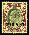 Stamp of South Africa » Transvaal » 1902-03 Watermark Crown CA » Specimens 1902-03 Watermark Crown CA Specimen Stamps 3d.,