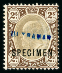 Stamp of South Africa » Transvaal » 1902-03 Watermark Crown CA » Specimens 1902-03 Watermark Crown CA Specimen Stamps 1902