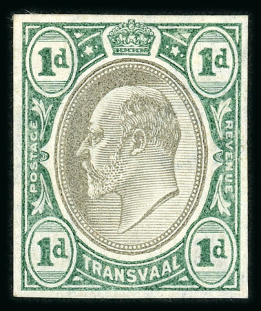Stamp of South Africa » Transvaal » 1902-03 Watermark Crown CA » Imperforate Colour Trials Appendix A: 1d. in black and bluish green, the colour of the issued ½d.