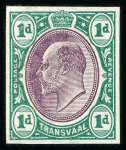 Stamp of South Africa » Transvaal » 1902-03 Watermark Crown CA » Imperforate Colour Trials Appendix C: 1d. (2) with heads in dull purple and frames in green and in red