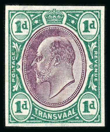 Stamp of South Africa » Transvaal » 1902-03 Watermark Crown CA » Imperforate Colour Trials Appendix C: 1d. (2) with heads in dull purple and frames in green and in red