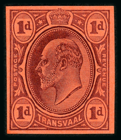 Stamp of South Africa » Transvaal » 1902-03 Watermark Crown CA » Imperforate Colour Trials Appendix C: 1d. in grey-black on red